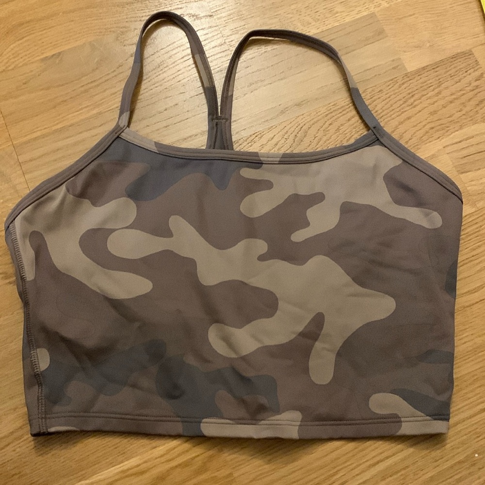 Gap long line tan camo sports bra -S